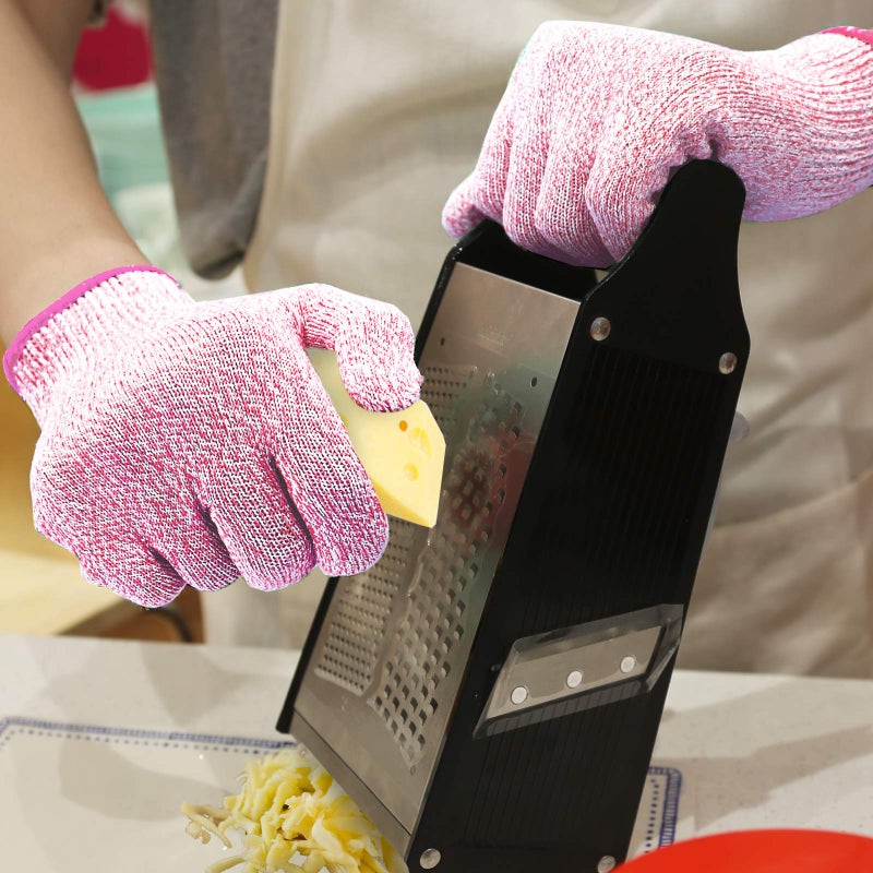 Evridwear Cut Resistant Gloves Food Grade Level 5 Kitchen Safety Protection (Medium, Pink) - Image 3